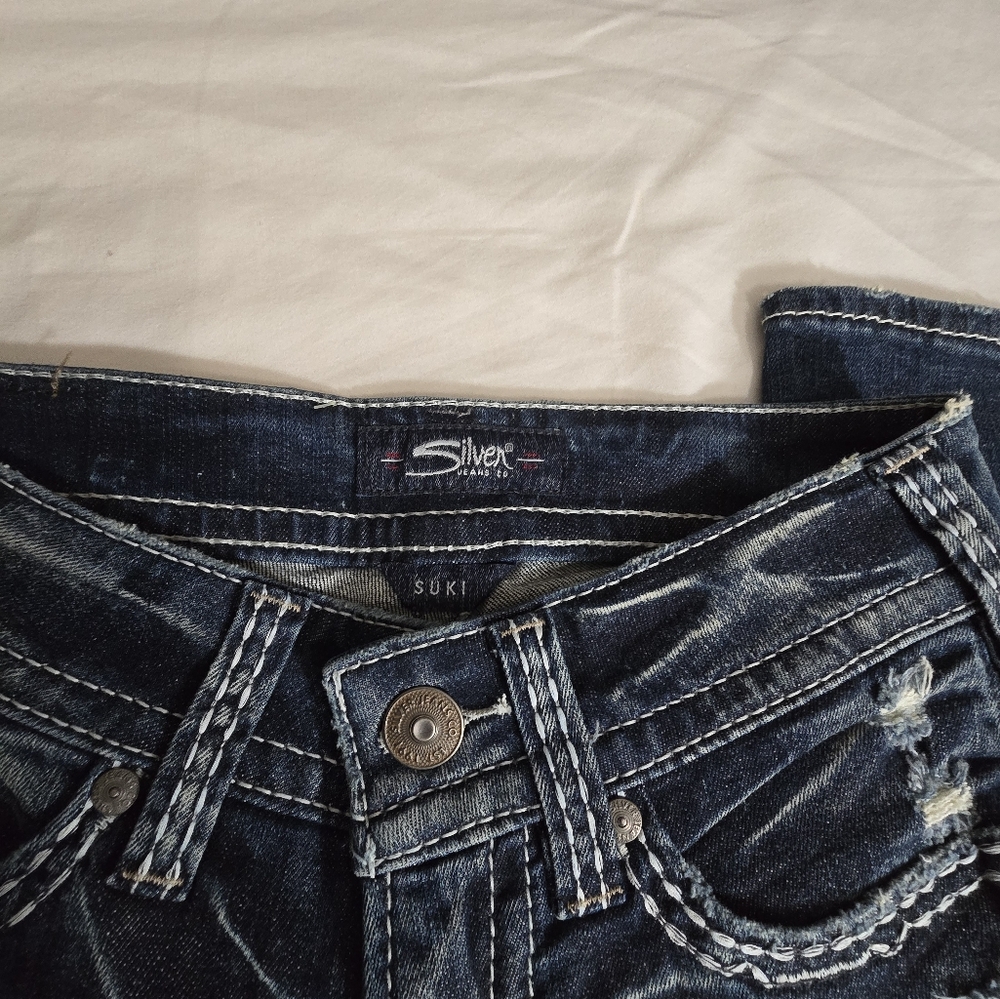 Silver Jeans Suki Bootcut Capri Distressed Sz 26 - Picture 5 of 6